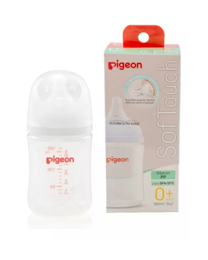 Mamadera Bebe Pigeon Softouch Boca Ancha 160ml Pp - 0+ Meses-0