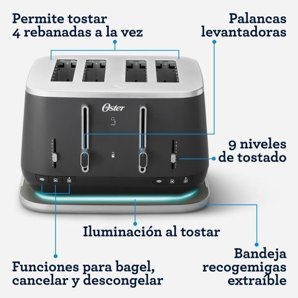 Tostadora Eléctrica 4 Rebanadas De Pan - Oster - Tsstta4540b-5