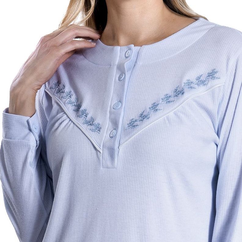 Camisa algodón acanalado estampado celeste Art 241111-1