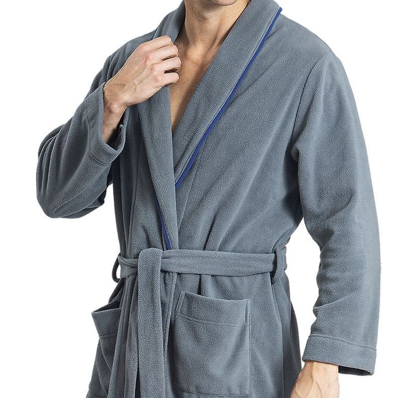 Bata micropolar cuello smoking gris Art 212605-1