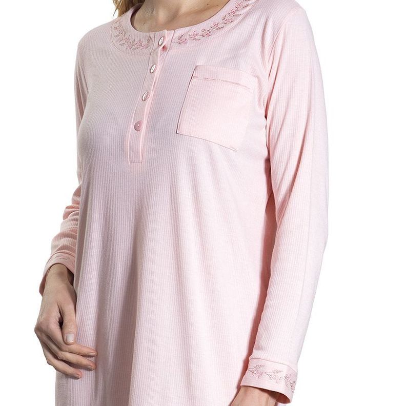 Camisola algodón acanalado con bordado rosa Art 241239-1