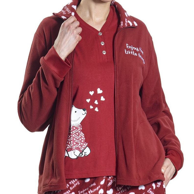 Pijama 3 piezas micropolar burdeo Art 241566-1