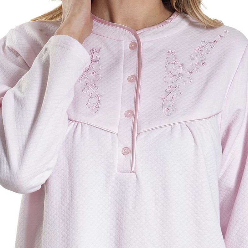 Camisa biscocho algodón con bordado rosado Art 241115-1