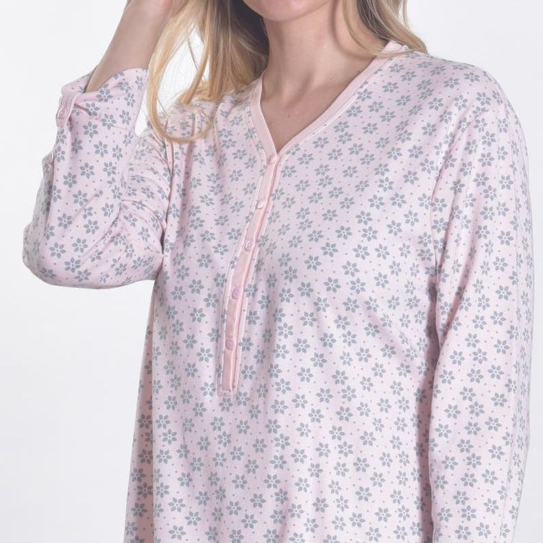 Camisola algodón con abertura 5 botones rosado Art 241240-1