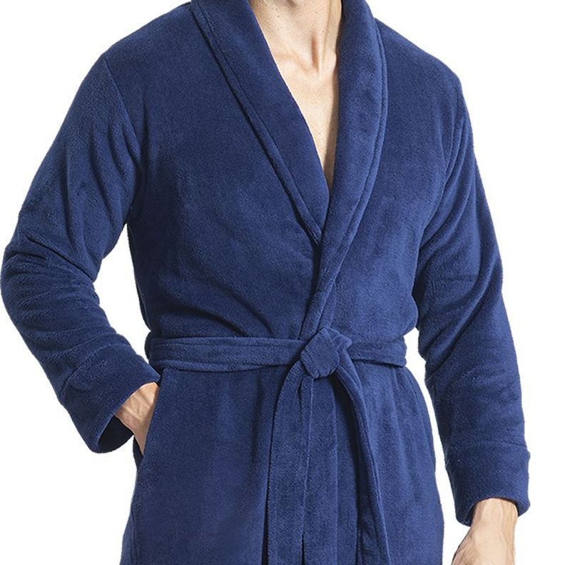 Bata micropolar cuello smoking azul Art 212605-1