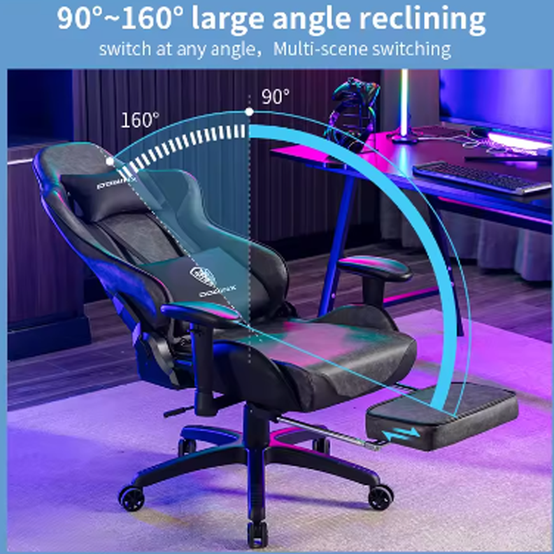 Silla Gamer Dowinx BLACK CARBÓN Con Masajeador Lumbar-1