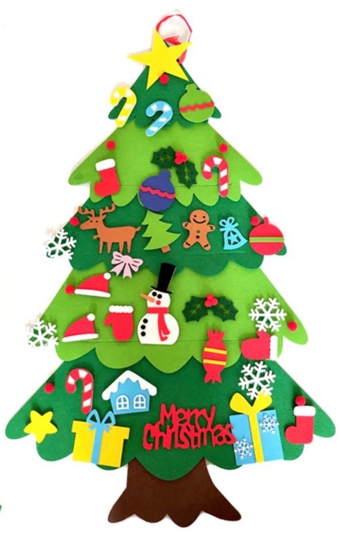 Árbol Navideño De Fieltro Con Luces Led, Ilumina Tu Navidad-1