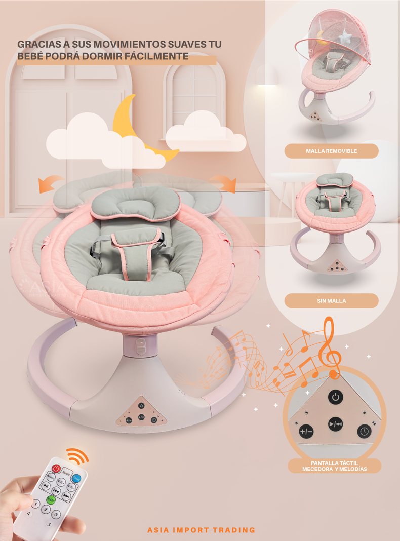 Silla Mecedora Automática color Rosado-1