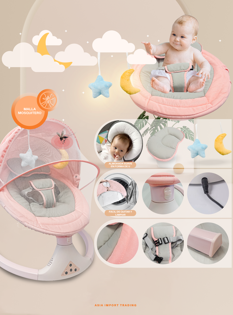 Silla Mecedora Automática color Rosado-2