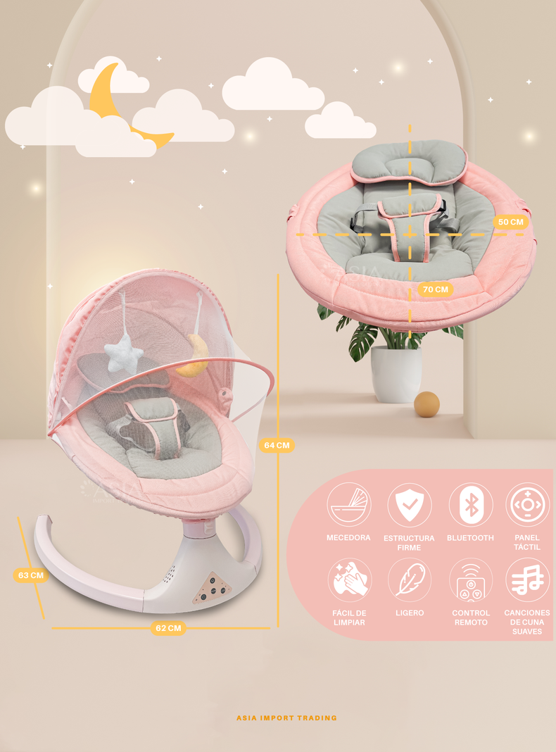 Silla Mecedora Automática color Rosado-3