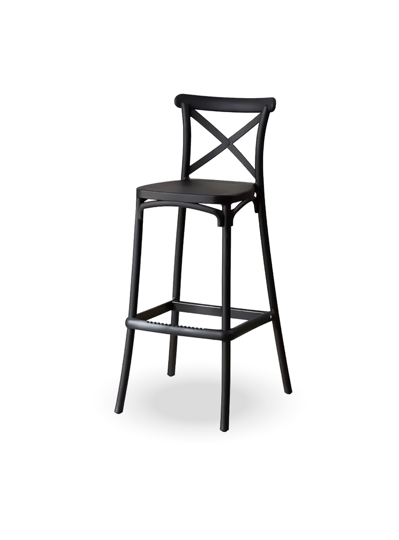 Silla bar negra con respaldo cruzado-0