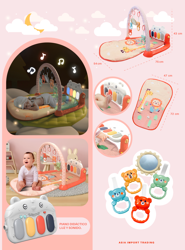 Alfombra de Juegos Musical para Bebes color Rosado-1