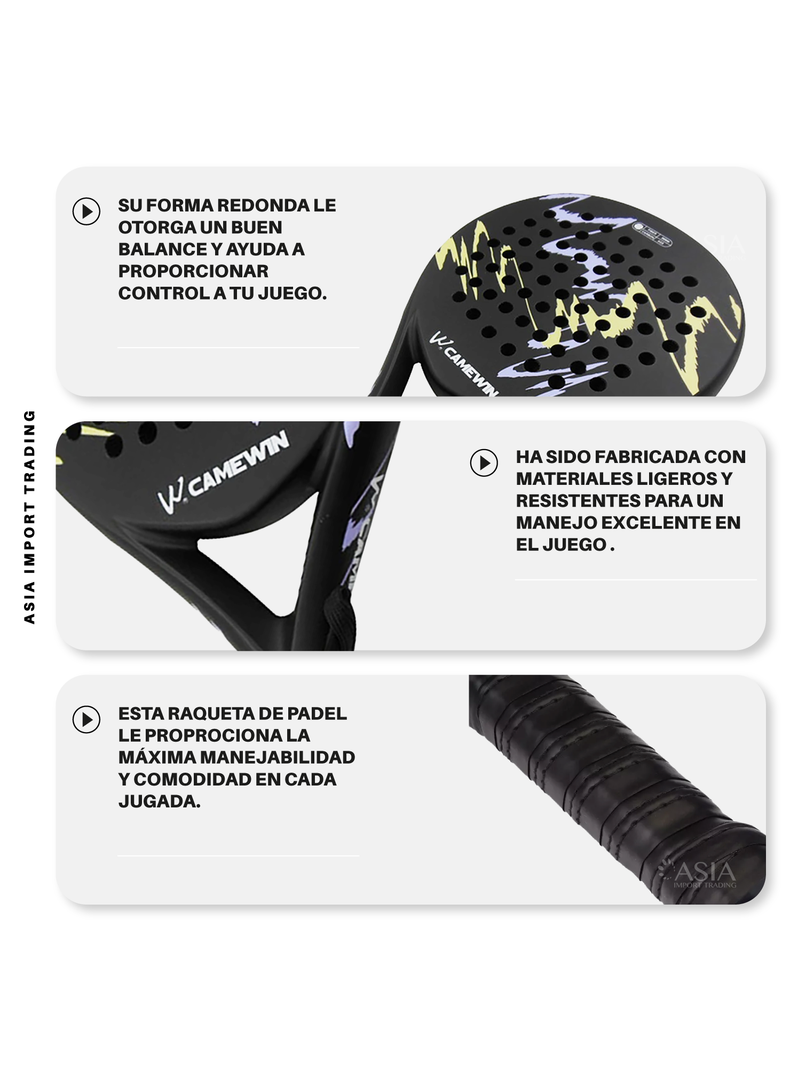 Pala de Padel 4018 Negra con Lila-2