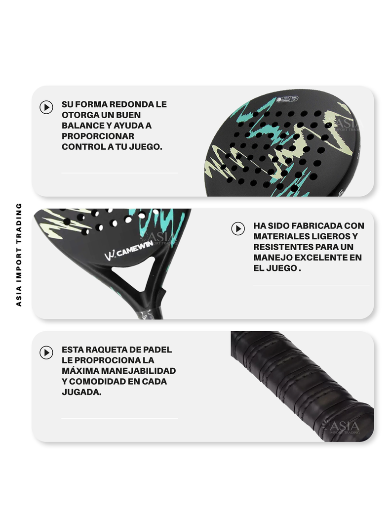 Pala de Padel Negra con Verde modelo 4018-2
