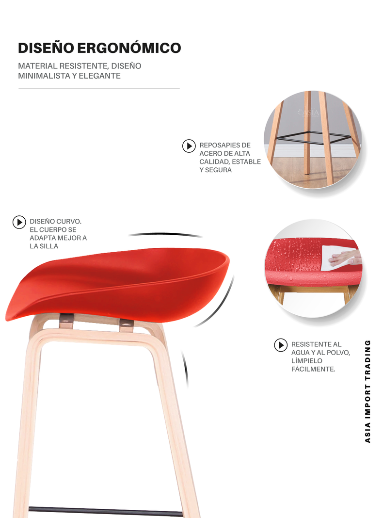 Silla Taburete color Rojo-2