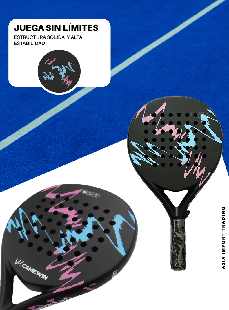 Pala de Padel 4018 Negra con Rosado-1