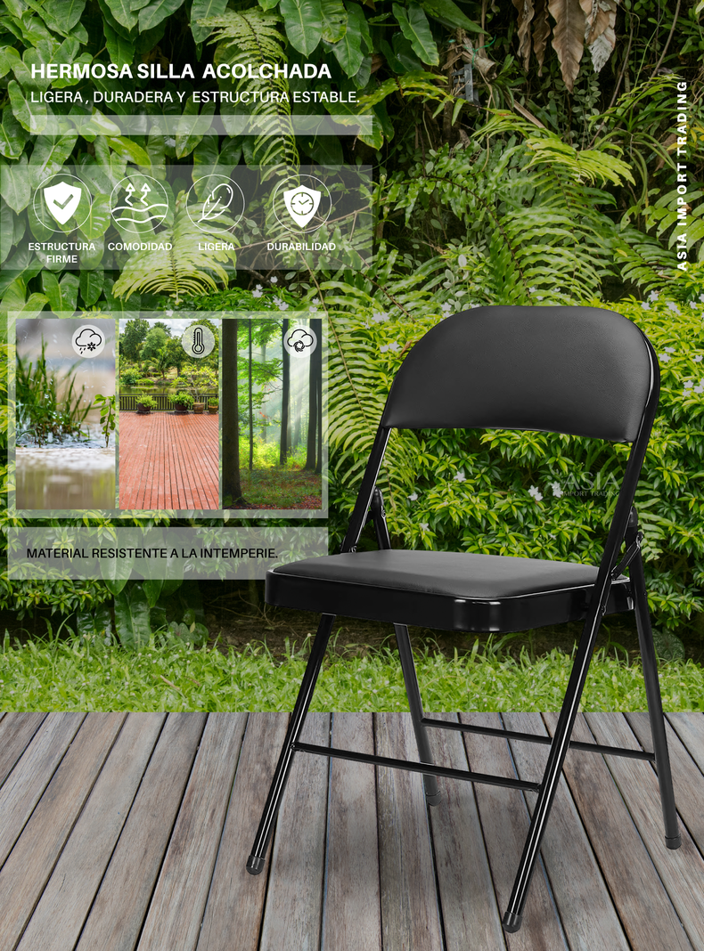 Silla Plegable Negra Acolchada-1
