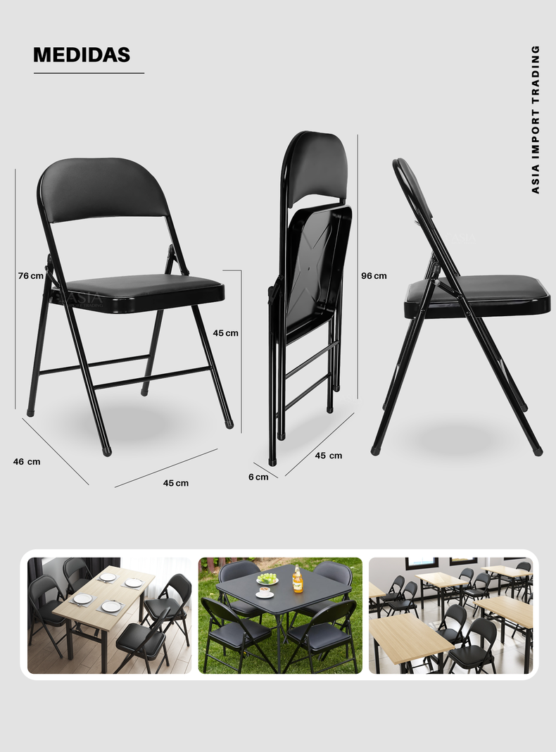 Silla Plegable Negra Acolchada-3