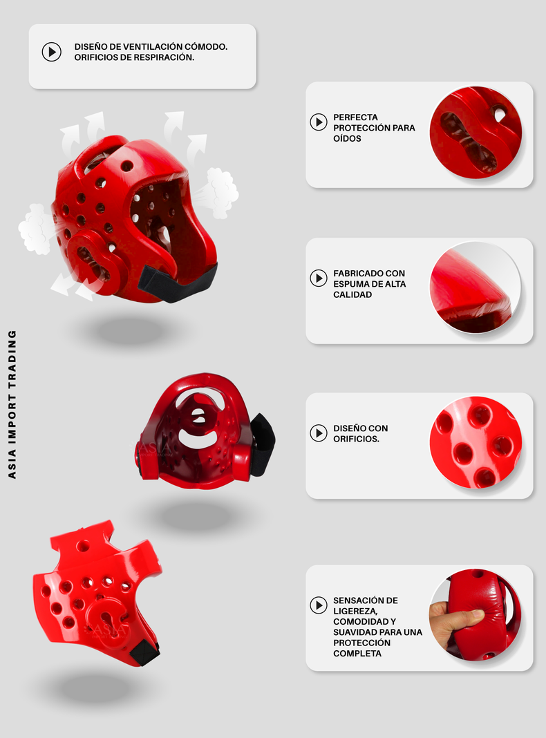 Casco Boxeo Rojo S-2