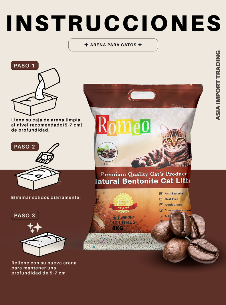 Arena Absorbente para gatos aroma Café 16k-4