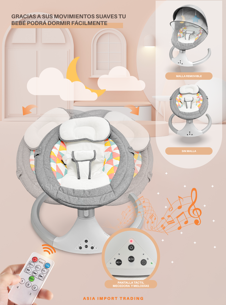 Silla Mecedora Automática color Gris-1