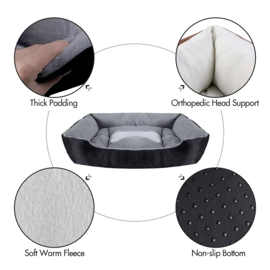 Cama Ortopédica para Perros 70x55cm Negro-gris-4