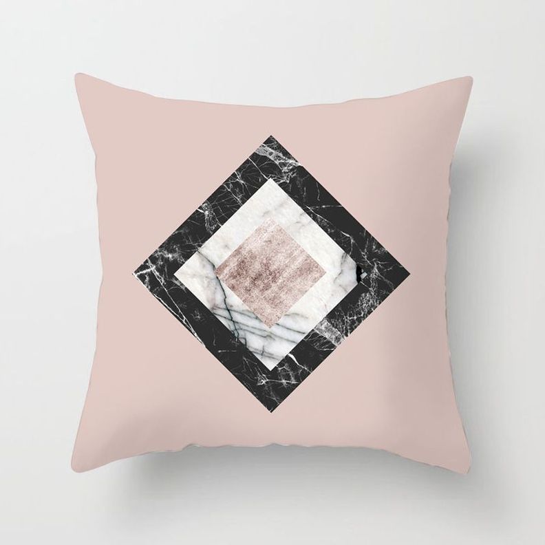 Funda Cojin Moderno Urbano Poliéster 45x45cm Múltiples Diseños Diamante Rosa-0