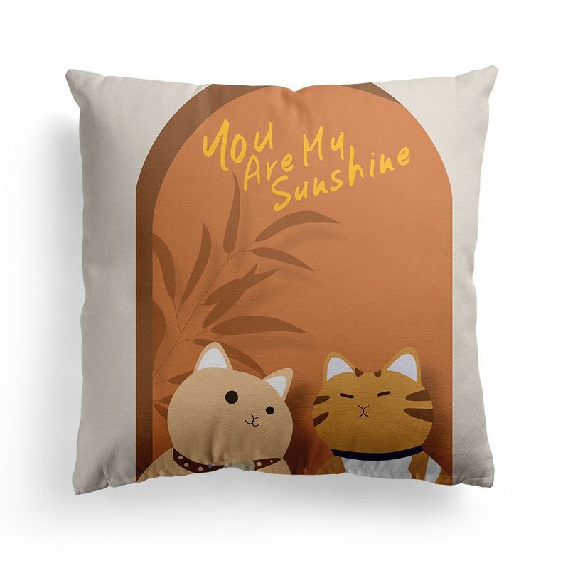 Funda Cojín Boho Retro Poliéster 45x45cm Gatos-0