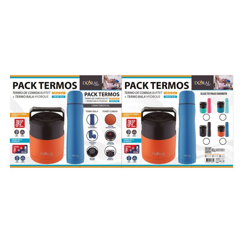 Pack Termos 600ml + Bala Hydrous 500ml Celeste-1