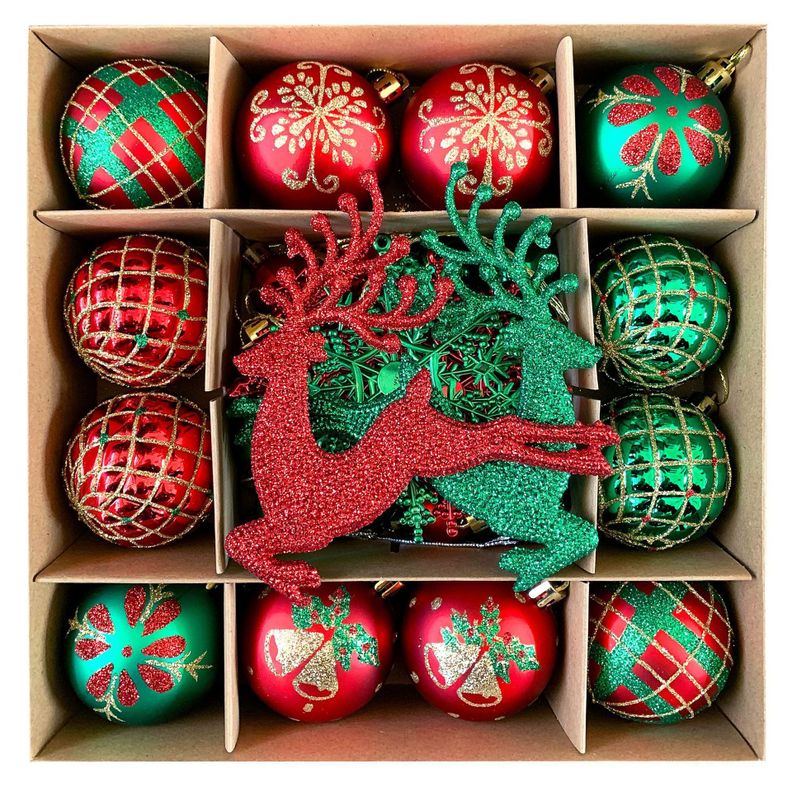 Set de Adornos Navideños de 40 Piezas Rojo-Verde-0
