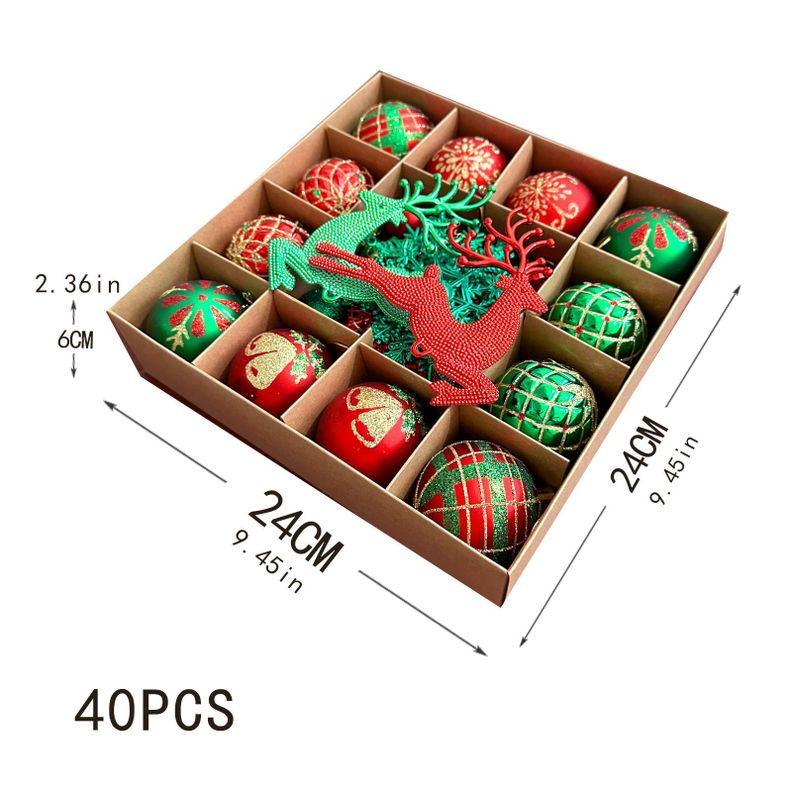 Set de Adornos Navideños de 40 Piezas Rojo-Verde-2