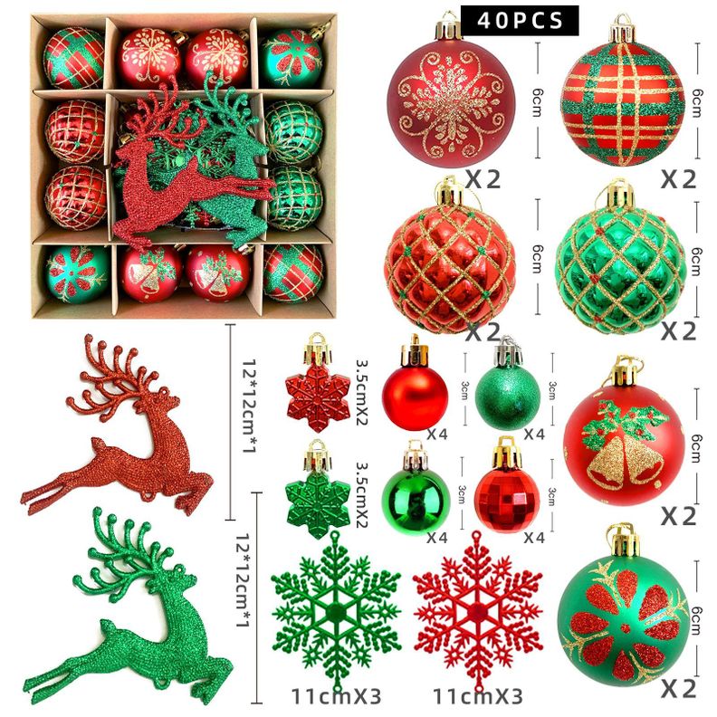 Set de Adornos Navideños de 40 Piezas Rojo-Verde-4