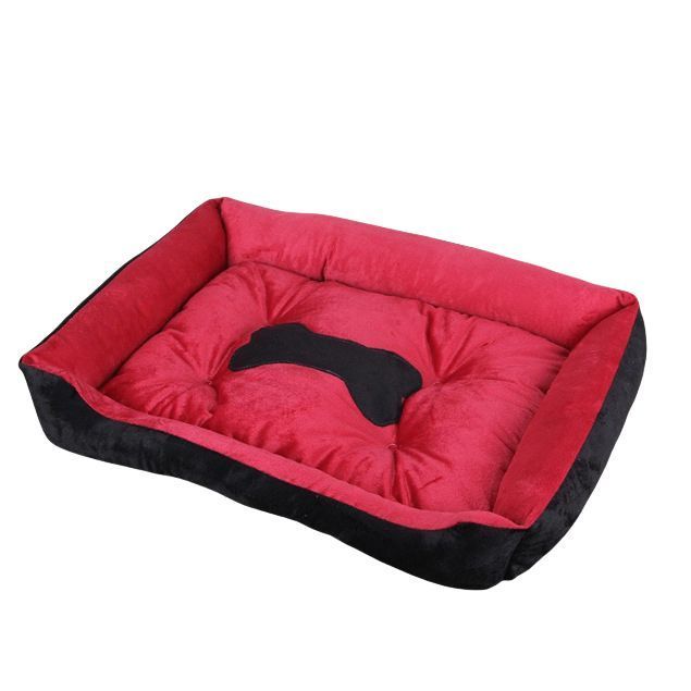 Cama Ortopédica para Perros 70x55cm Negro-Rojo-0