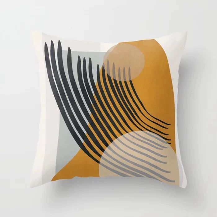 Funda Cojin Moderno Abstracto Poliéster 45x45cm Lineas Oro-0