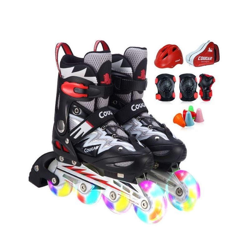 Patines LED Roller + Accesorios Rosado-1