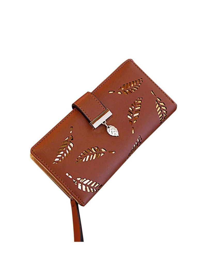 Billetera Cartera Hojas Para Mujer Café-0