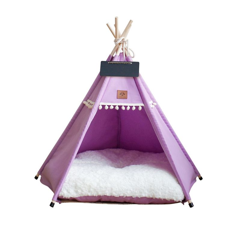 Cama Carpa Tipi para Mascotas Estilo Boho-Nórdico Morado-0