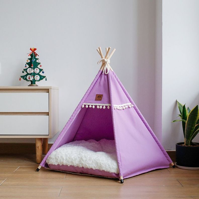 Cama Carpa Tipi para Mascotas Estilo Boho-Nórdico Morado-1