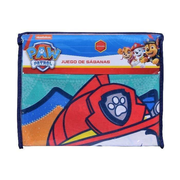 Sábana 1.5 Plazas Microfibra Paw Patrol Niño Triángulo-1