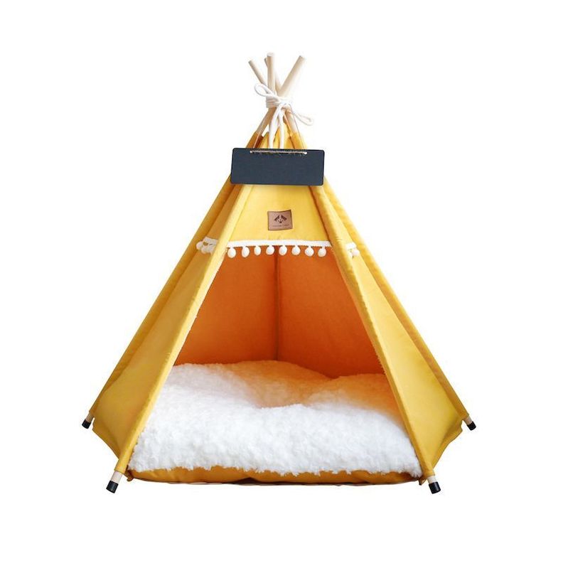 Cama Carpa Tipi para Mascotas Estilo Boho-Nórdico Mostaza-0