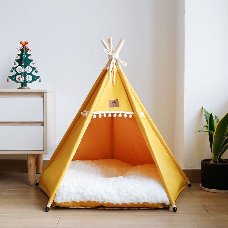 Cama Carpa Tipi para Mascotas Estilo Boho-Nórdico Mostaza-1