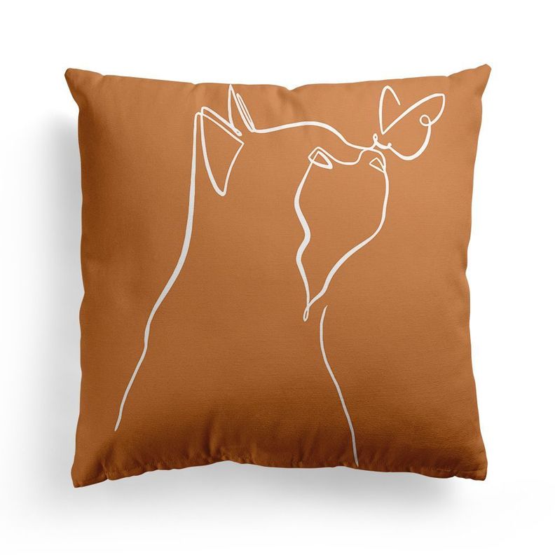 Funda Cojín Boho Retro Poliéster 45x45cm Gato Mariposa-0