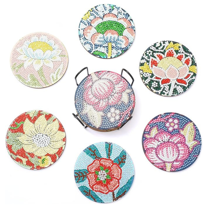 Posavasos pintura con diamante - Rosas-0