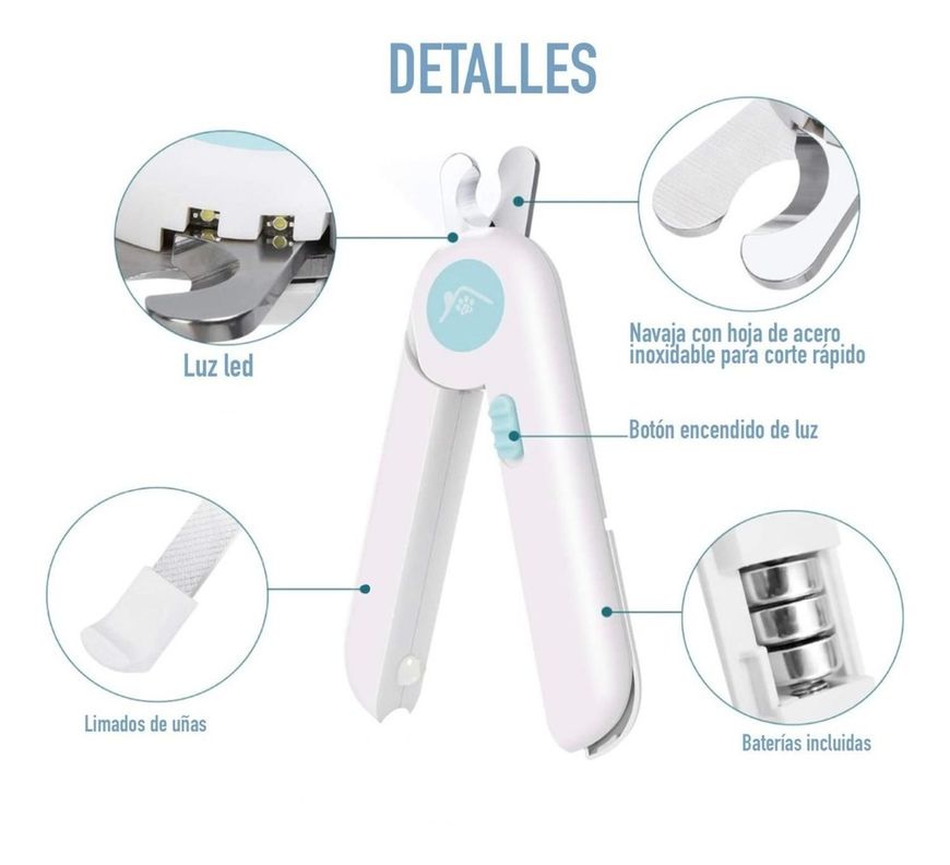 Cortauñas Para Perros Y Gatos Con Luz Led Y Limauñas Mascota-1