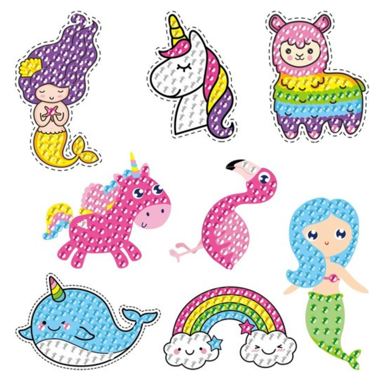 Kit Stickers pintura con diamantes - Sirenas y unicornios-0