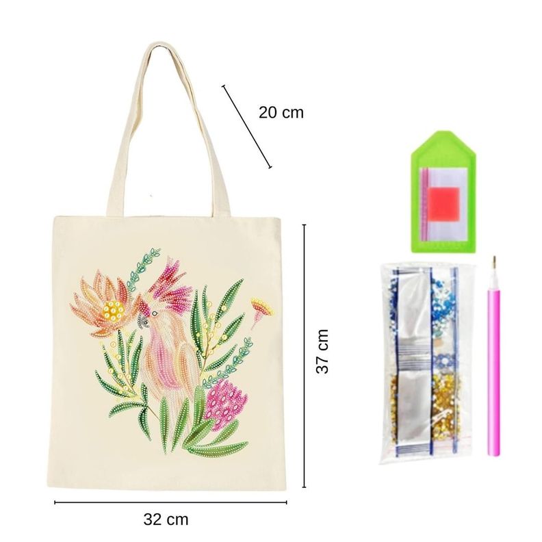 Tote Bag Pintura con Diamantes - Flores-1