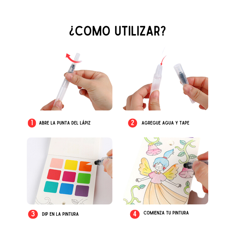 Libro de acuarela para colorear de bolsillo - Princesas-3