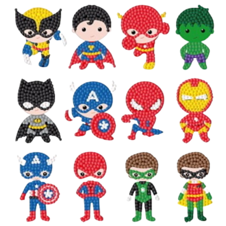 Kit Stickers pintura con diamantes - Superheroes x 12-0