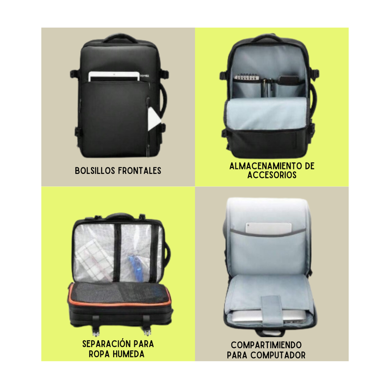 Mochila Back Pack Expandible Para Viajes en Avion-2