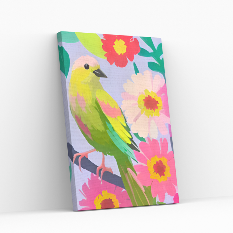 Pintura con números en bastidor 25x35 - Pajaro Pastel - Painting by numbers-0